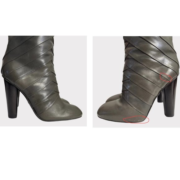 Elie Tahari Gray Wrap Edgy Heels Round Toe Boots Tall Women's Size 6.5 - Picture 15 of 16